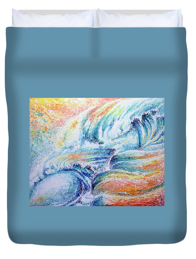 Surf Art Duvet Cover featuring the painting New Born by William Love
