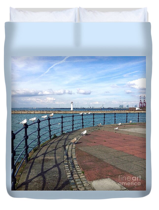 New Brighton Duvet Cover featuring the photograph New Brighton Promenade View 2 by Joan-Violet Stretch