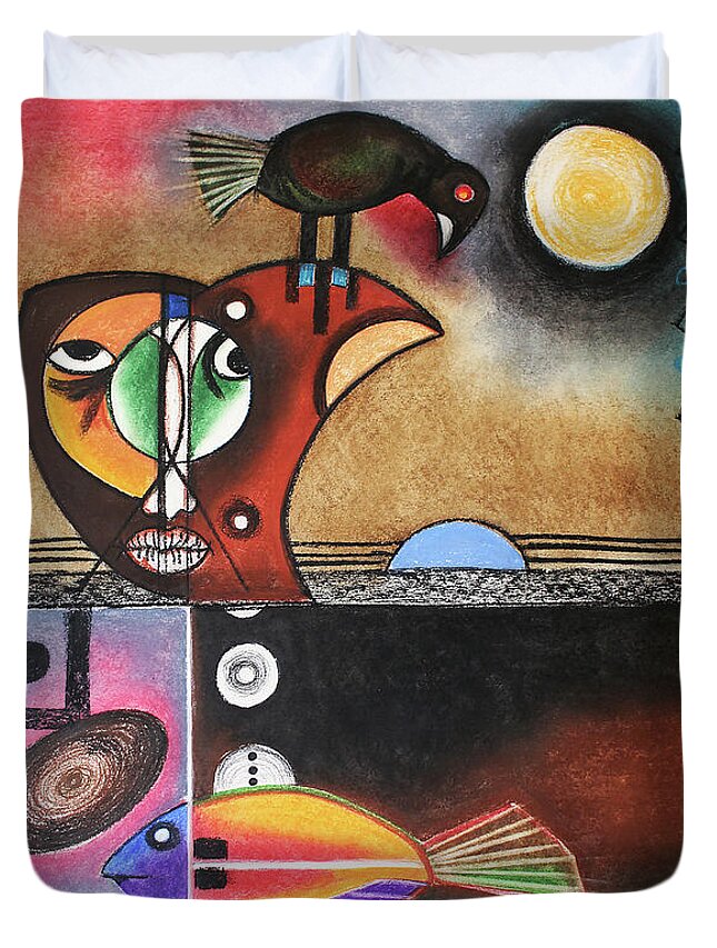 Winston Saoli Duvet Cover featuring the painting New Creation Awakens by Winston Saoli
