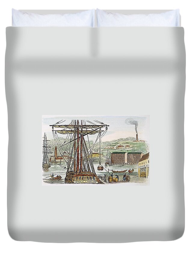 1852 Duvet Cover featuring the photograph New England Whaling Port by Granger