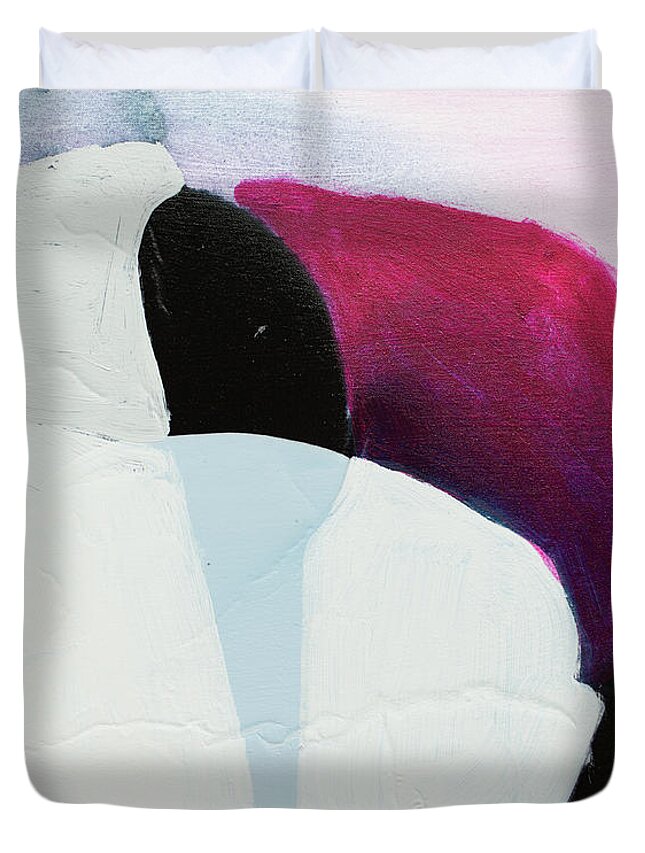 Abstract Duvet Cover featuring the painting New Haircut by Claire Desjardins