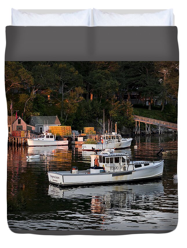 Boats Duvet Cover featuring the photograph New Harbor, Maine by David Kay