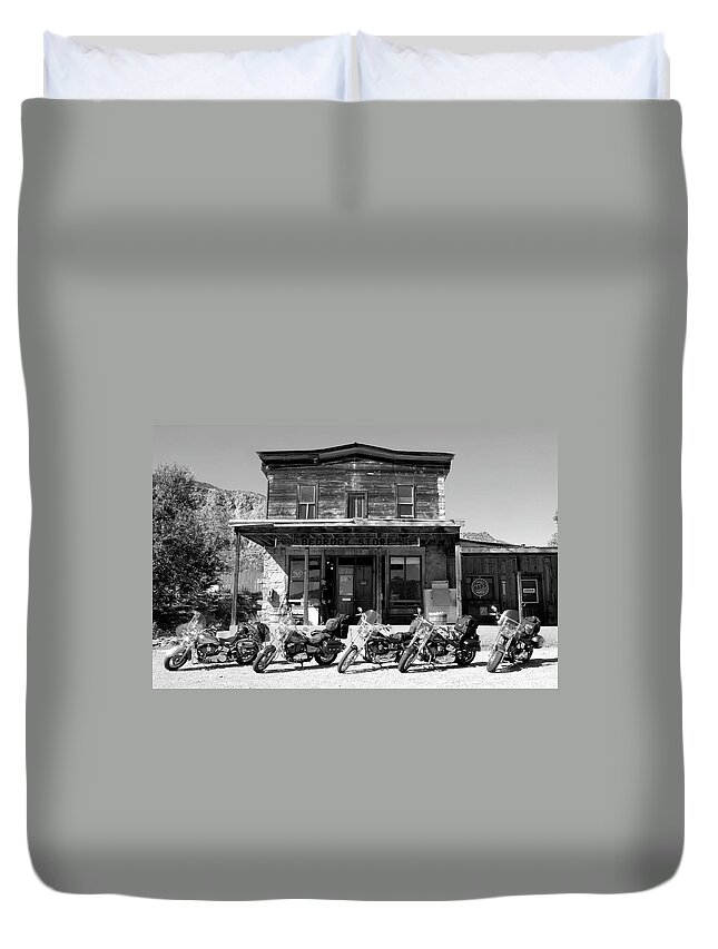 Fine Art Photography Duvet Cover featuring the photograph New horses at Bedrock by David Lee Thompson