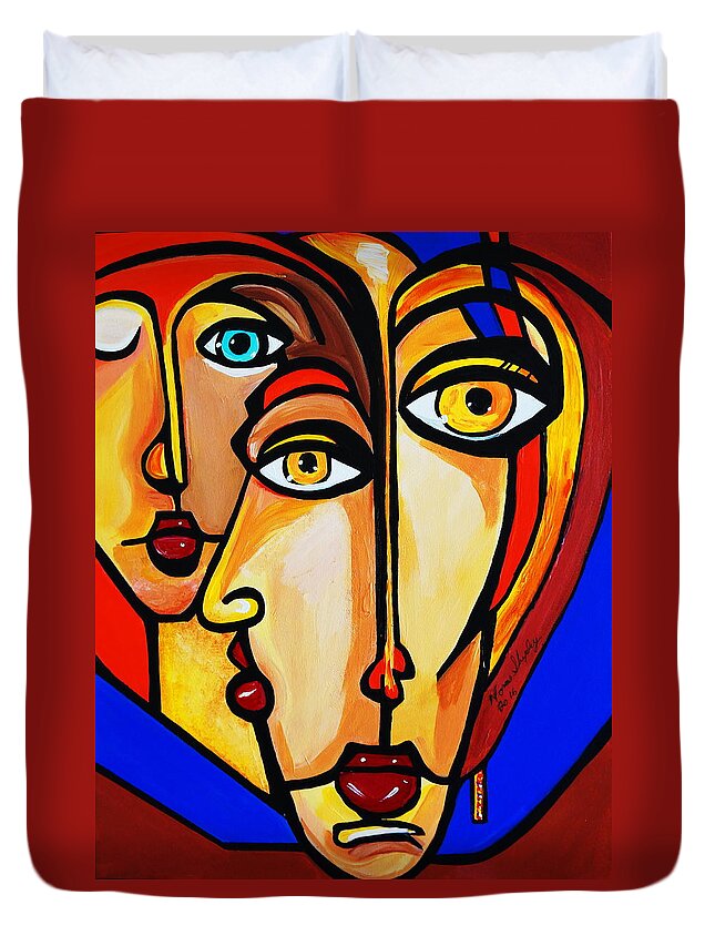 Picasso By Nora Friends Duvet Cover featuring the painting New Picasso By Nora Friends by Nora Shepley