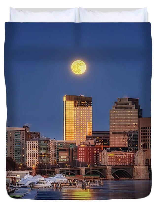 Boston Duvet Cover featuring the photograph New Years Wolf Moon by Sylvia J Zarco