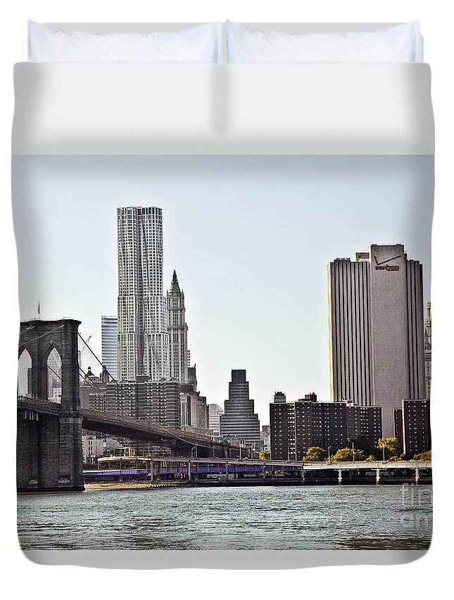 New York Duvet Cover featuring the photograph New York City by Madeline Ellis