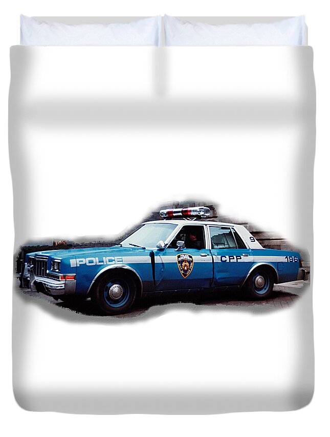 Car Duvet Cover featuring the photograph New York City Police Patrol Car 1980s by Tom Conway