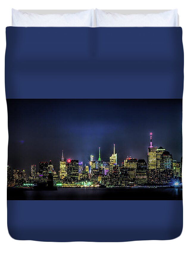 Freedom Tower Duvet Cover featuring the photograph New York City Skyline by Theodore Jones