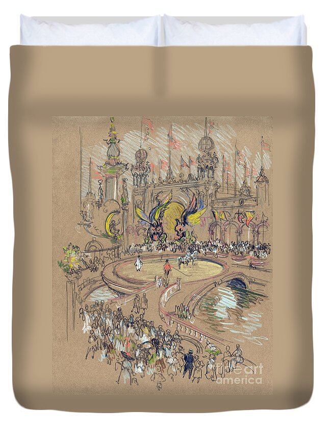 1906 Duvet Cover featuring the drawing NEW YORK, CONEY ISLAND, c1906. by Granger