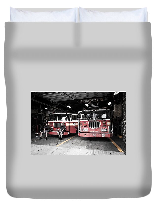 New York Duvet Cover featuring the photograph New York Fire Department by Paul Schnurr