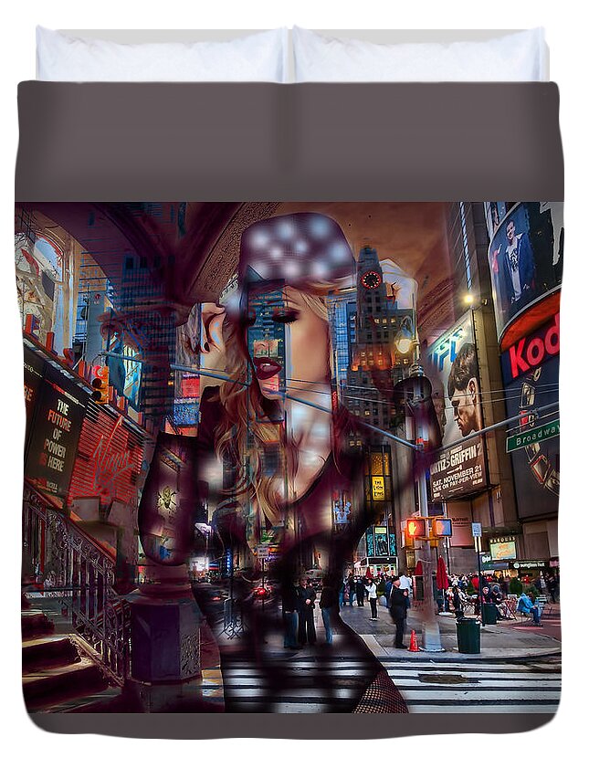 New York Art Duvet Cover featuring the mixed media New York New York by Marvin Blaine