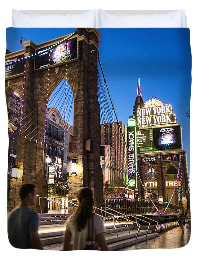 Las Vegas Duvet Cover featuring the photograph New York New York Vegas by John McGraw