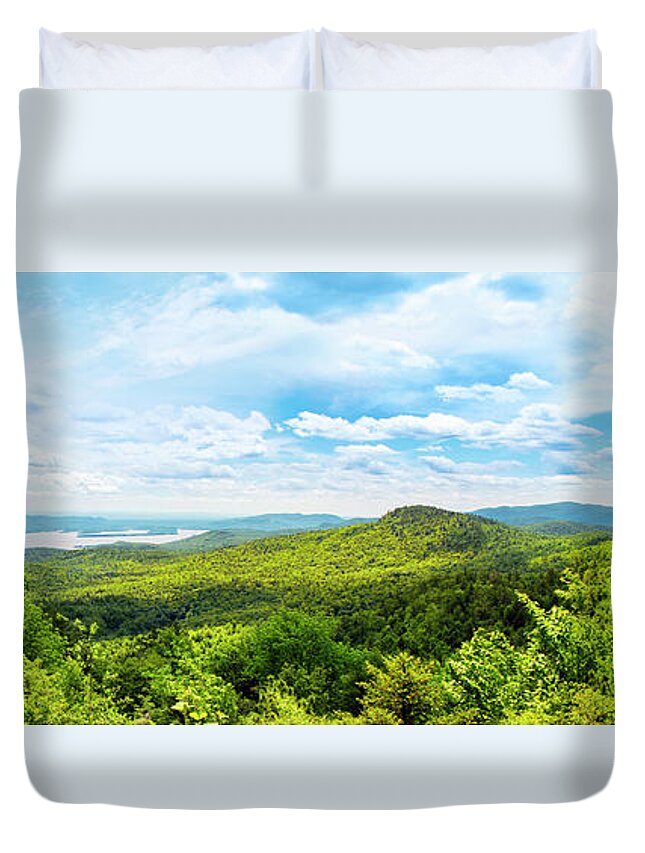 New York Duvet Cover featuring the photograph New York Scenic Adirondack Mountains Panorama by Christina Rollo