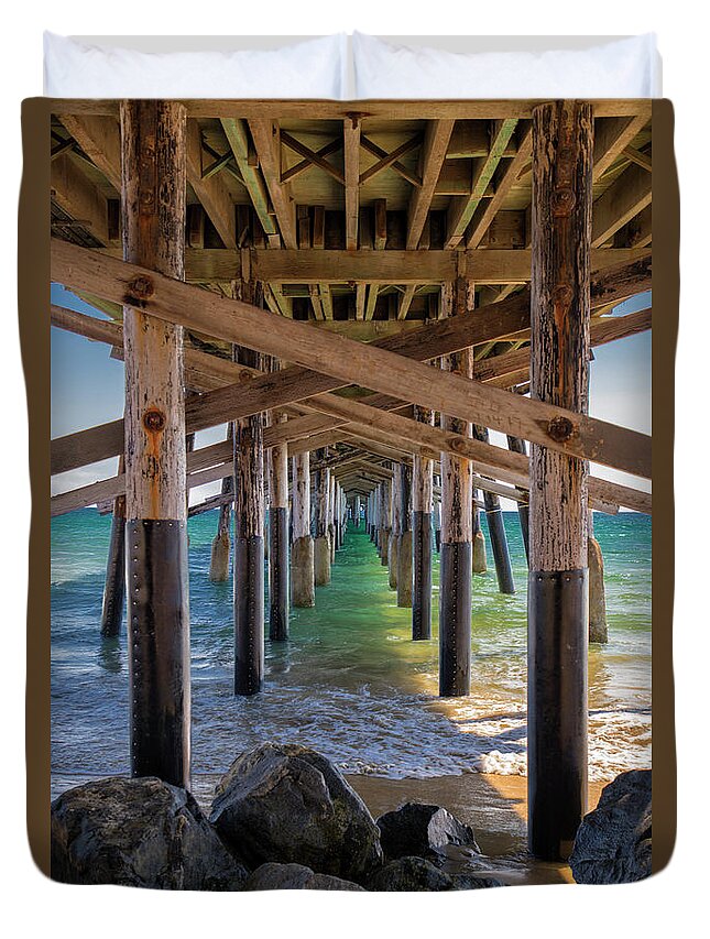 Mariola Duvet Cover featuring the photograph Newport Pier by Mariola Bitner