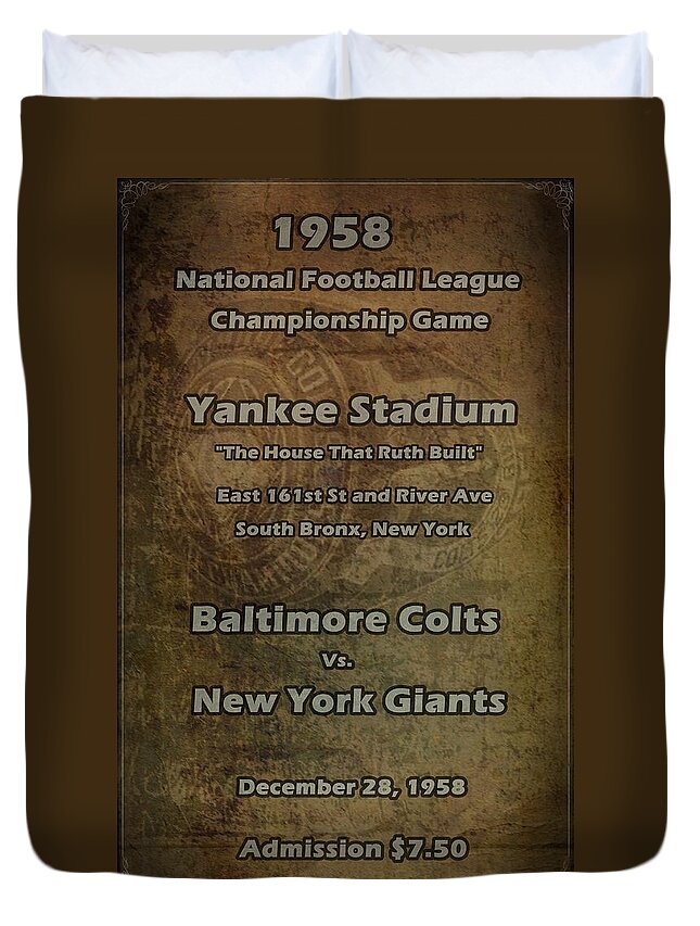 Nfl Duvet Cover featuring the digital art NFL Championship Game 1958 by David Dehner