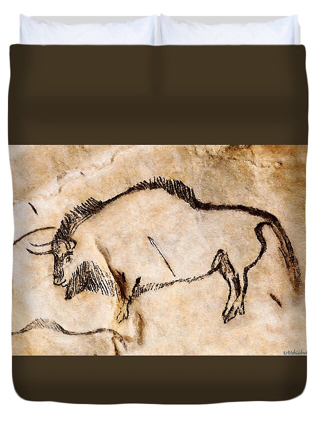 Niaux Duvet Cover featuring the digital art Niaux Bison 1 by Weston Westmoreland