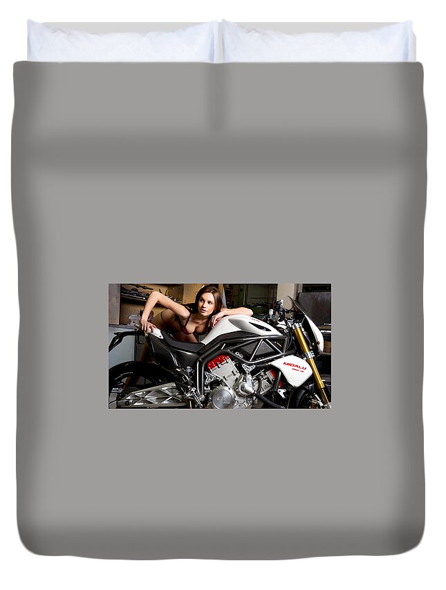 Motorcycle Duvet Cover featuring the photograph Nice View by Lawrence Christopher