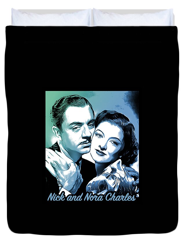 William Powell Duvet Cover featuring the digital art Nick and Nora by Greg Joens