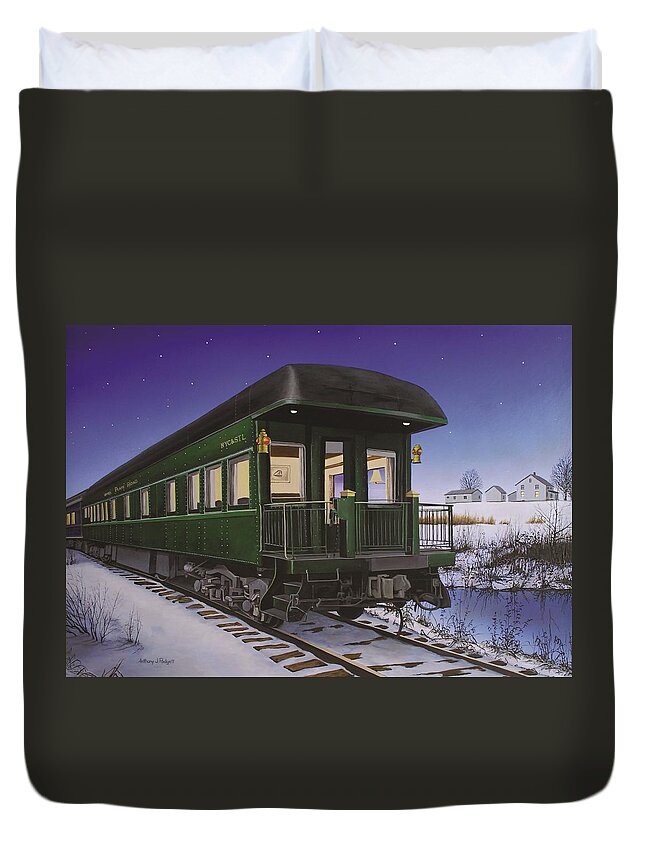 Train Duvet Cover featuring the painting Nickel Plate 1 by Anthony J Padgett