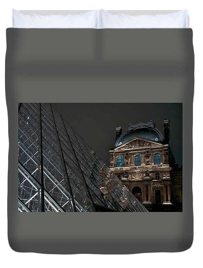Lawrence Duvet Cover featuring the photograph Night At The Louvre by Lawrence Boothby