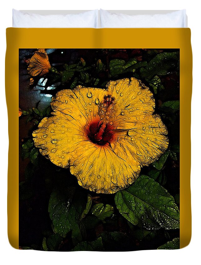 Flowers Duvet Cover featuring the photograph Night Blooms by Nick Heap