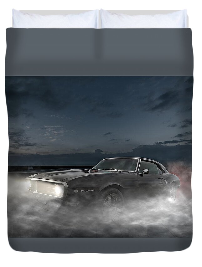 1968 Duvet Cover featuring the photograph NIght Life - Pontiac Firebird 1968 by Marcus Karlsson Sall
