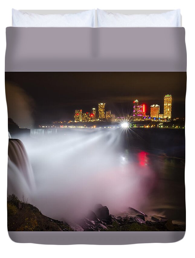 Man Cave Duvet Cover featuring the photograph Night Lights by Mark Papke
