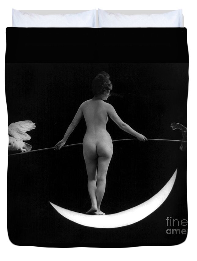 Erotica Duvet Cover featuring the photograph Night, Nude Model, 1895 by Science Source