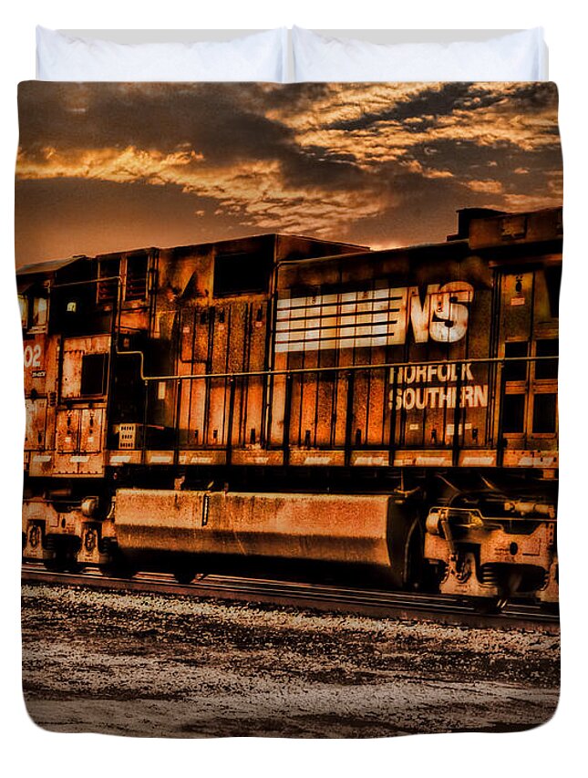 Freight Duvet Cover featuring the photograph Night Train by Pat Cook