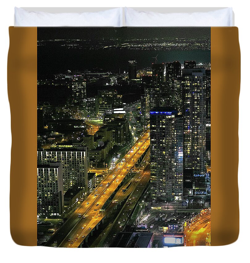 Night View Of Toronto Duvet Cover For Sale By Alex Galkin King