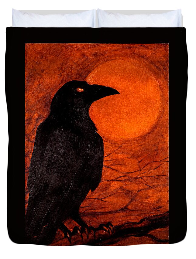 Crow Duvet Cover featuring the painting Night Watch by Jason Reinhardt