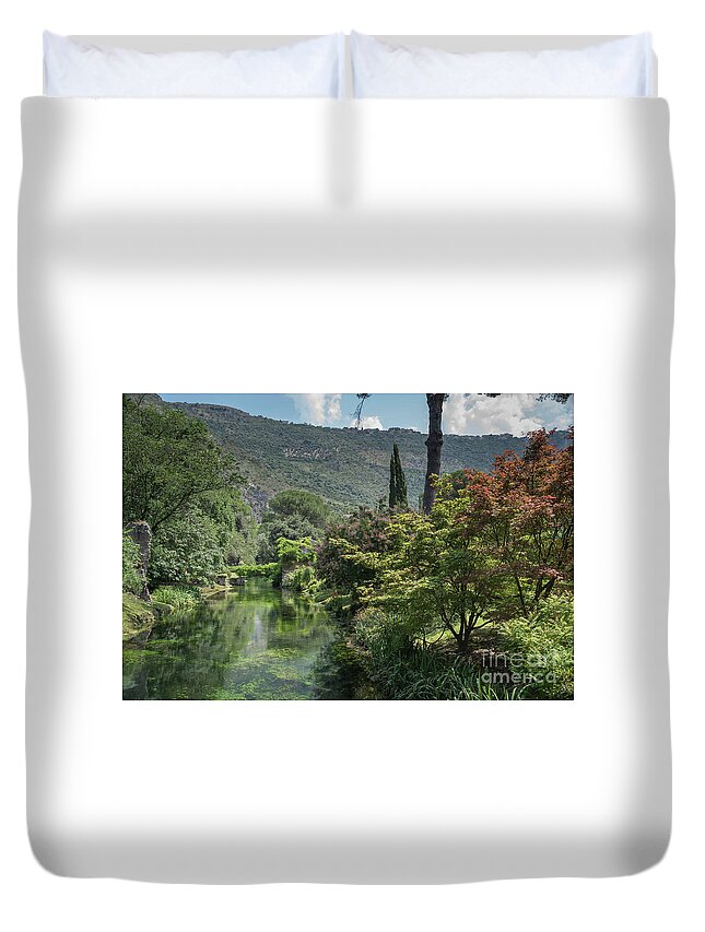 Ninfa Duvet Cover featuring the photograph Ninfa Garden, Rome Italy 5 by Perry Rodriguez