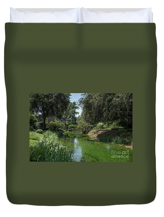 Ninfa Duvet Cover featuring the photograph Ninfa Garden, Rome Italy 6 by Perry Rodriguez