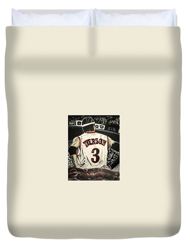 Allen Iverson Duvet Cover featuring the painting No Question Or Answer by Antonio Moore