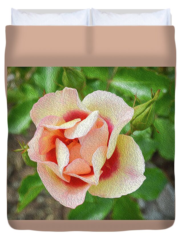 Floral Duvet Cover featuring the photograph No Regrets by Tracie Fernandez