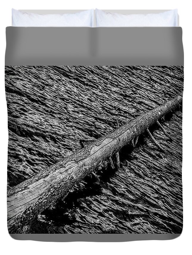 Black And White Duvet Cover featuring the photograph No Splash Down by Michael Brungardt