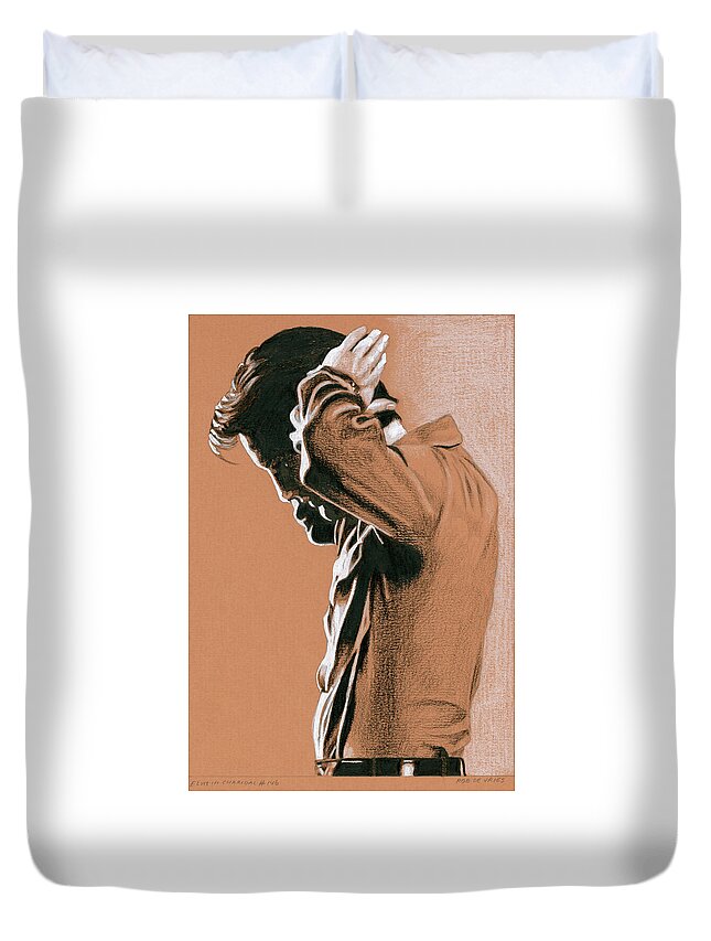 Elvis Duvet Cover featuring the drawing No title by Rob De Vries
