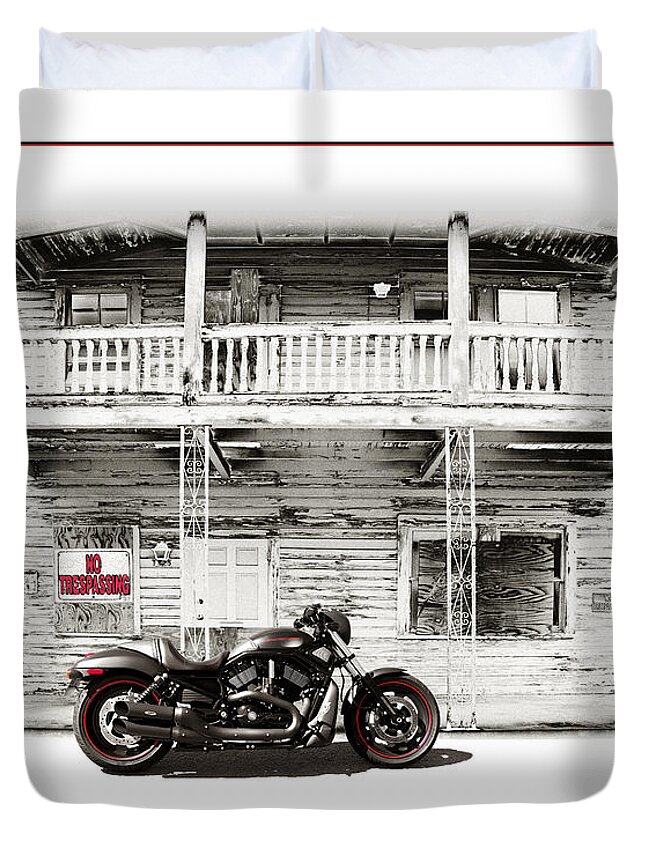 Harley Duvet Cover featuring the photograph No Trespassing by Mal Bray