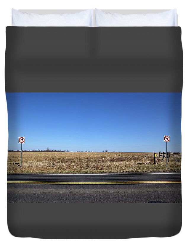 No Left Turn Duvet Cover featuring the photograph No Way by Leeon Photo