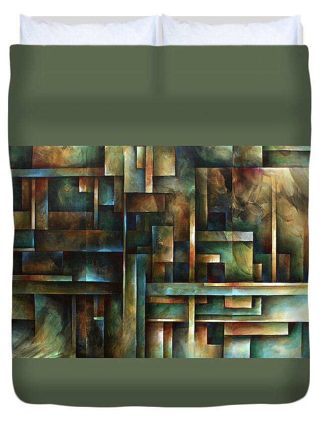 Abstract Duvet Cover featuring the painting No Way Out by Michael Lang