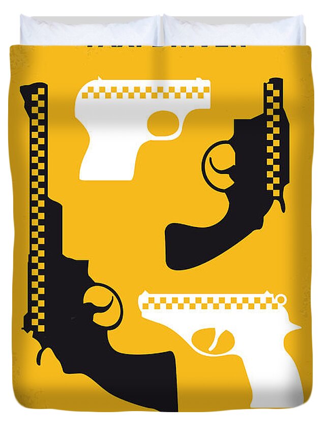 Taxi Driver Duvet Cover featuring the digital art No087 My Taxi Driver minimal movie poster by Chungkong Art