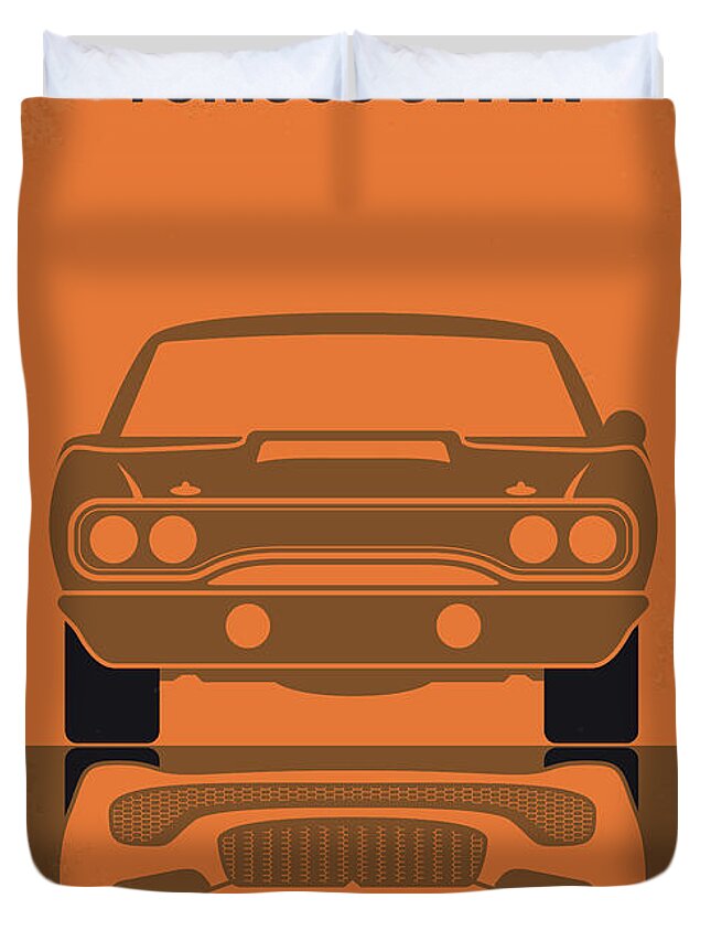 Furious 7 Duvet Cover featuring the digital art No207-7 My Furious 7 minimal movie poster by Chungkong Art