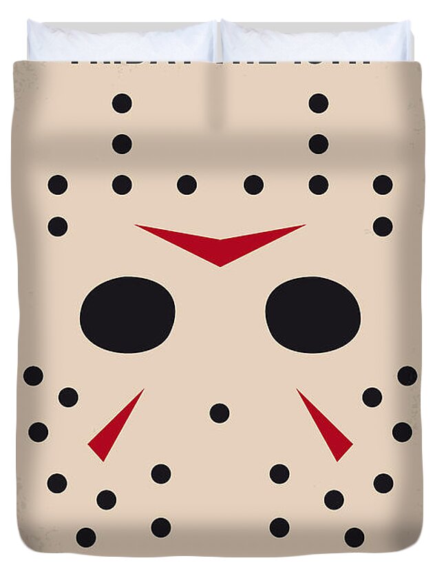 Friday The 13th Duvet Cover featuring the digital art No449 My Friday the 13th minimal movie poster by Chungkong Art