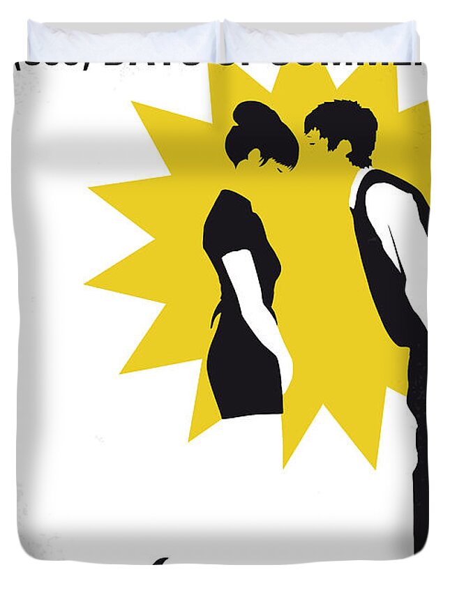 500 Days Of Summer Duvet Cover featuring the digital art No500 My 500 Days Of Summer minimal movie poster by Chungkong Art