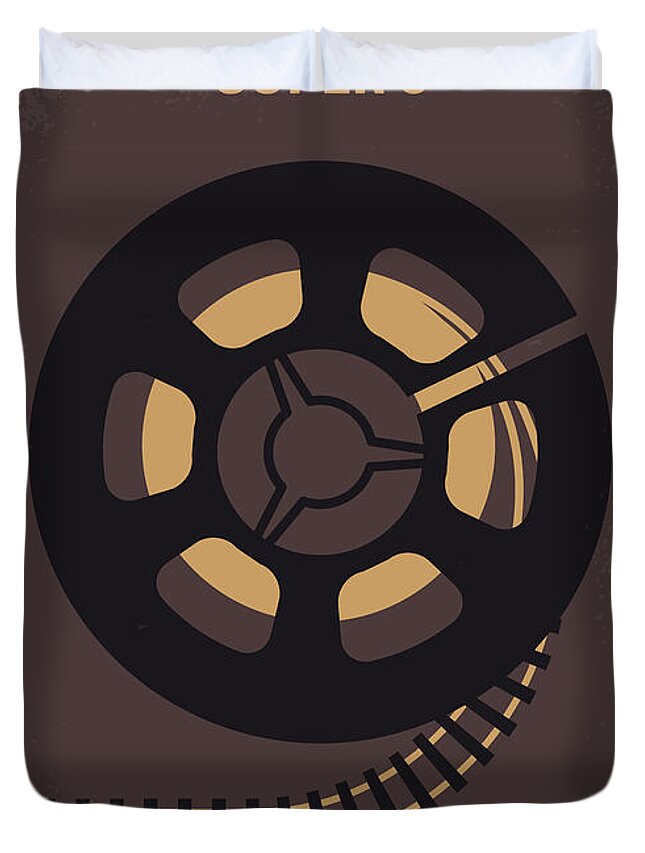 Super 8 Duvet Cover featuring the digital art No578 My Super 8 minimal movie poster by Chungkong Art