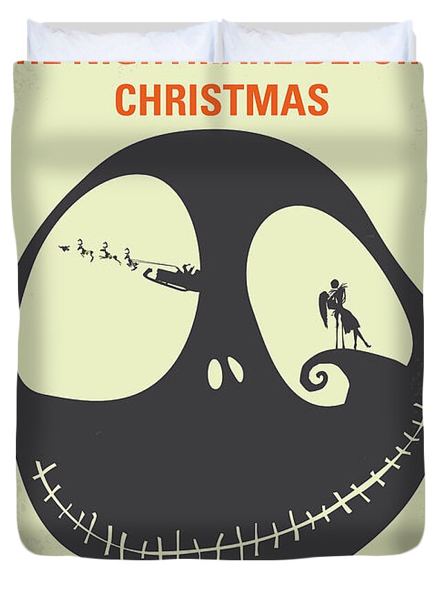 The Nightmare Before Christmas Duvet Cover featuring the digital art No712 My The Nightmare Before Christmas minimal movie poster by Chungkong Art