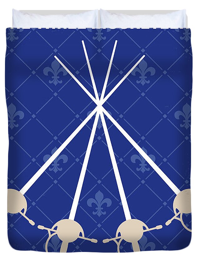 Three Duvet Cover featuring the digital art No724 My The Three Musketeers minimal movie poster by Chungkong Art