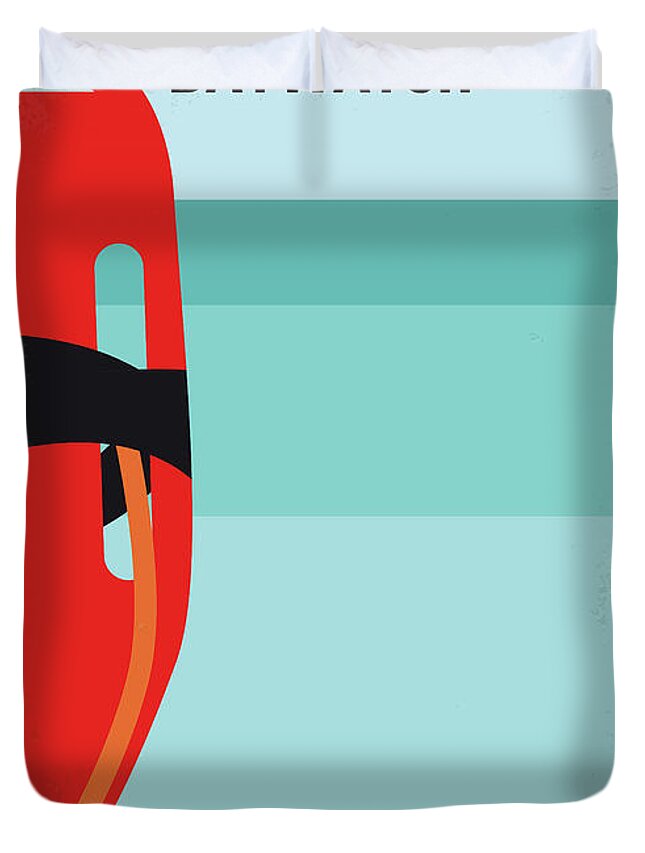Baywatch Duvet Cover featuring the digital art No730 My Baywatch minimal movie poster by Chungkong Art
