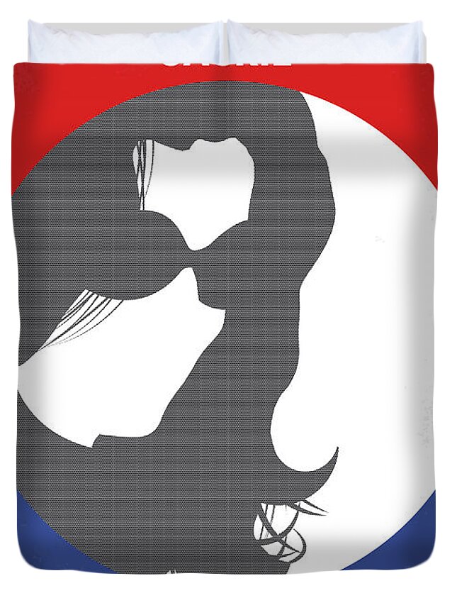Jackie Duvet Cover featuring the digital art No755 My Jackie minimal movie poster by Chungkong Art