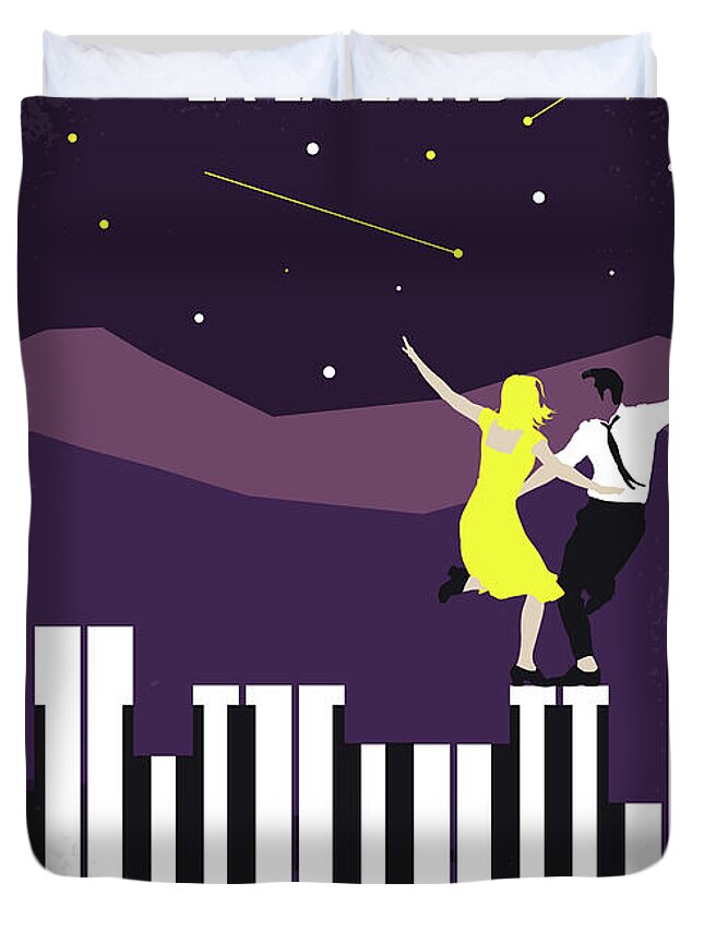 La La Land Duvet Cover featuring the digital art No756 My La La Land minimal movie poster by Chungkong Art